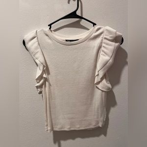 Zara White Ruffle Tee